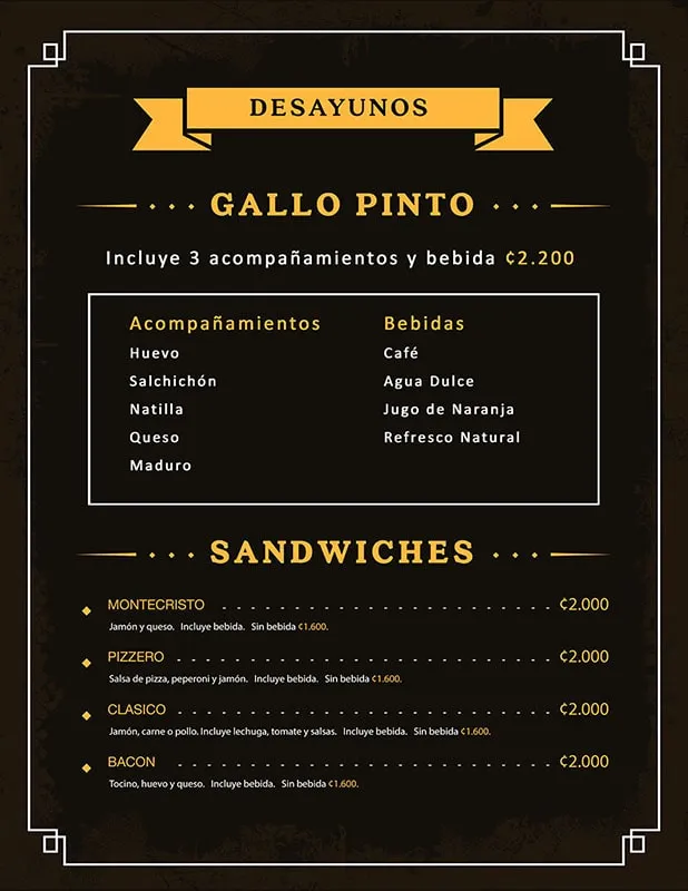 Imagen de Menú de restaurante