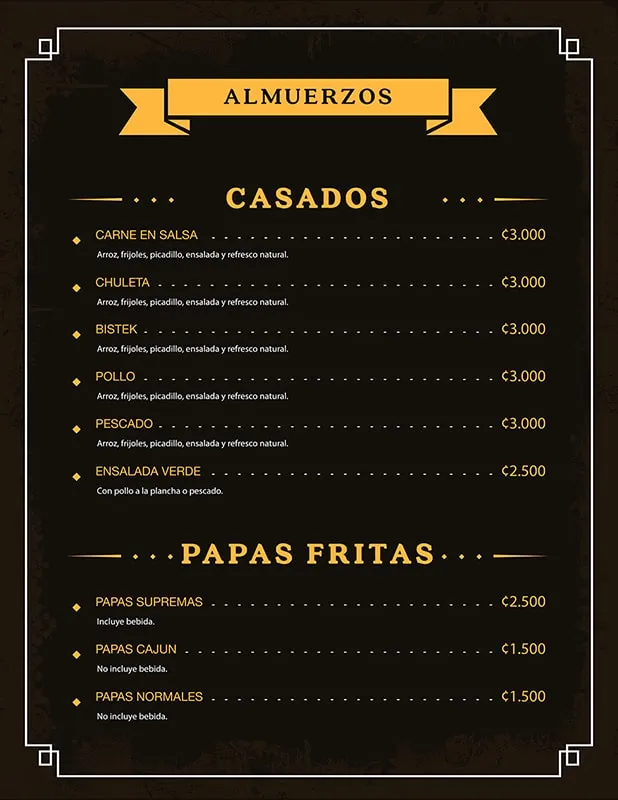 Imagen de Menú de restaurante