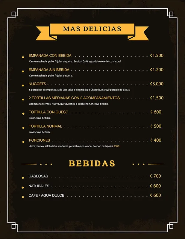 Imagen de Menú de restaurante